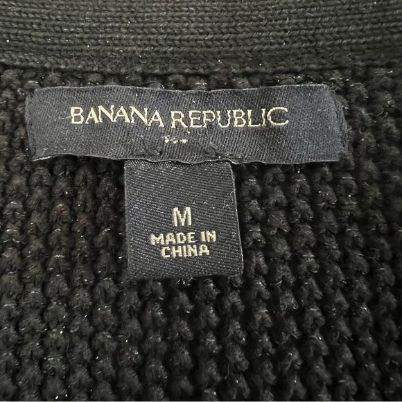 Banana Republic Shimmer Black Button up Cardigan Sweater Size M - Picture 3 of 13